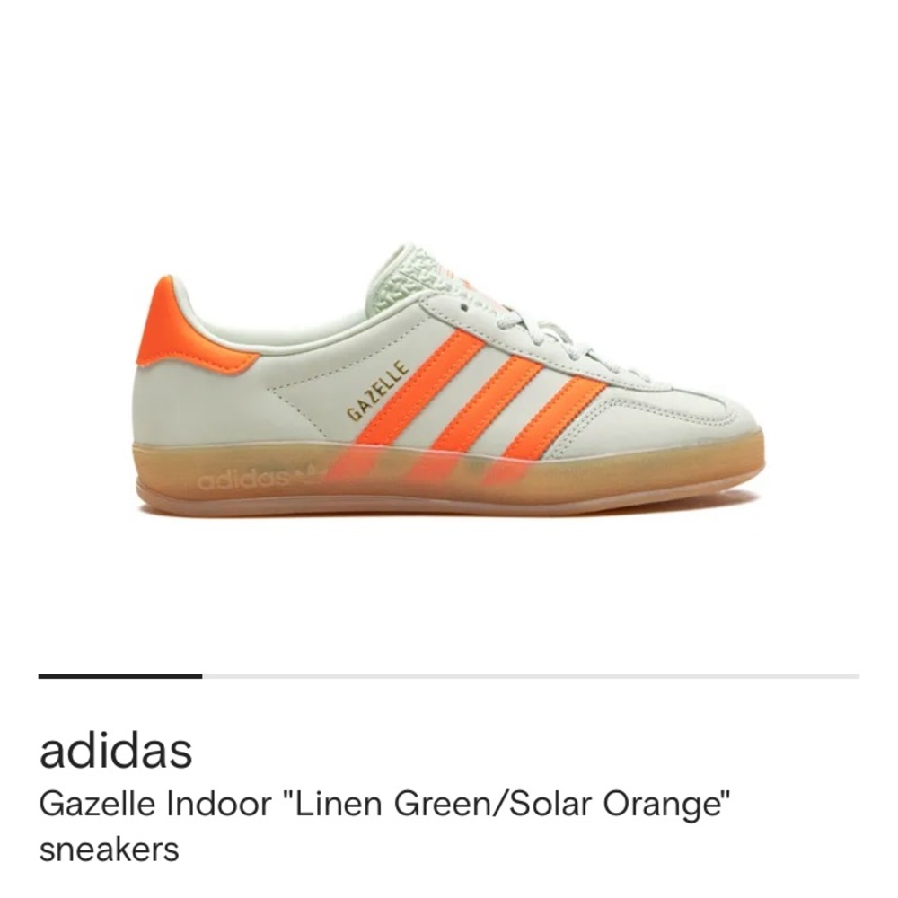 Adidas Gazelle Indoor Sneakers - Linen and Solar Orange Gum - 7.5